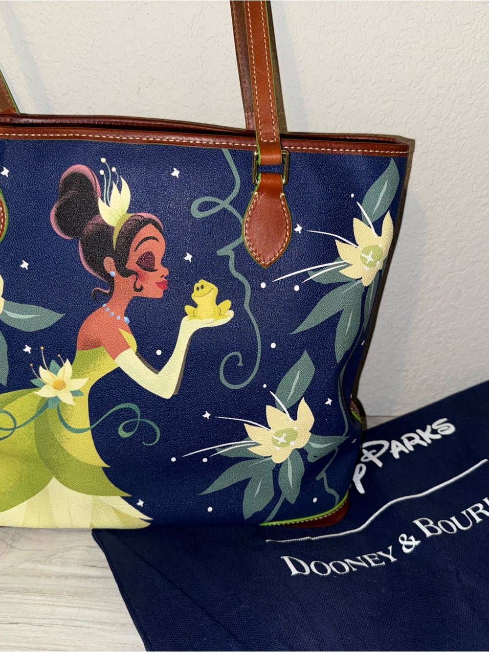 Dooney & Bourke Navy Princess Tiana Floral Print Tote